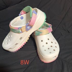 CROCS Women's White Mules with Colorful Strap